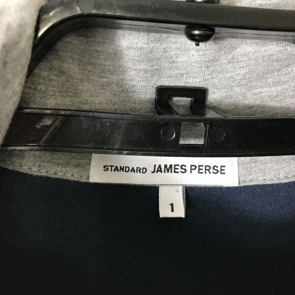 Standard James Perse Jacket Women's Size 1 Blue Cotton Zip Long Sleeve - Picture 6 of 9